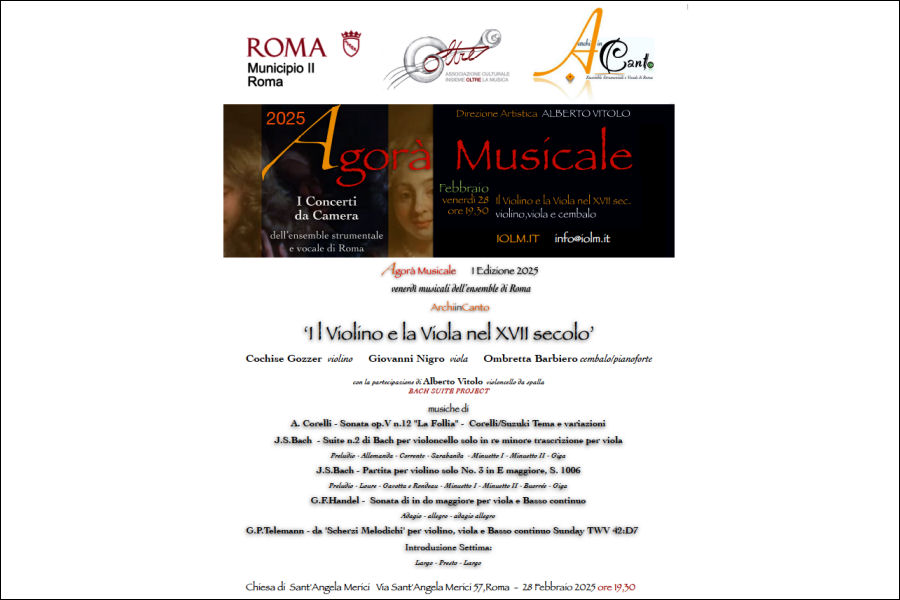 Secondo Concerto della Rassegna Agorà Musicale - Il Violino e la Viola nel XVII secolo